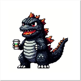 Pixel Godzilla Gojira Ni Posters and Art